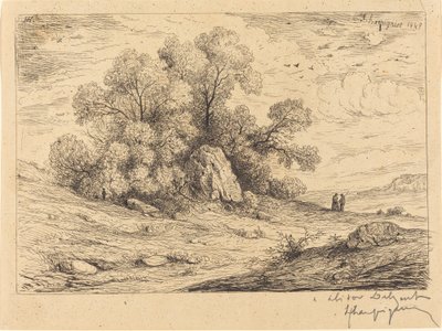 Bouquet d'arbres aux rochers (Stand of Trees with Rocks) (باقة أشجار مع صخور) بواسطة هنري جوزيف هاربينييس