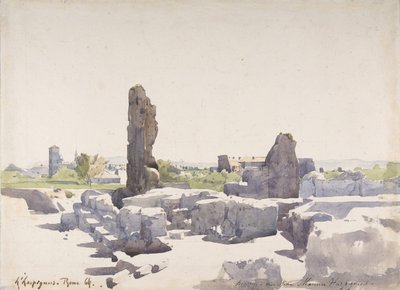 منظر للكولوسيوم من بازيليك دوميتيان وقصر فلافيان ، روما ، 1864. بواسطة هنري جوزيف هاربينييس