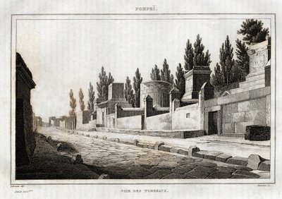 La route des tombeaux ، a Pompei ، نقش من Labrouste ، في "Italy picturesque" ، محرر Amable Coste ، باريس بواسطة هنري لوبروست