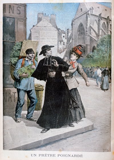 كاهن كاثوليكي يطعن بواسطة امرأة في الشارع ، فرنسا ، 1897 بواسطة هنري ماير