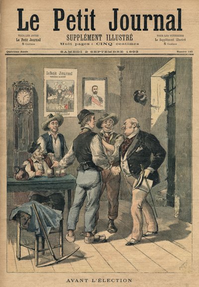 قبل الانتخابات ، رسم توضيحي من "لو بيتيت جورنال" ، ملحق إيلوستري ، 2 سبتمبر 1893 بواسطة هنري ماير