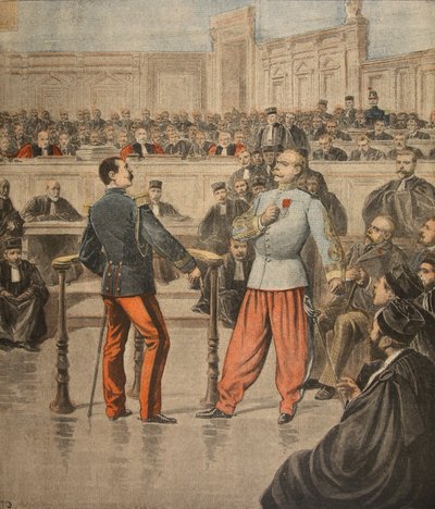 العقيد هنري والملازم العقيد بيكوارت يتحدثان أمام محكمة Assisses ، توضيح من "Le Petit Journal: Supplement illustre" ، 27 فبراير 1898 بواسطة هنري ماير
