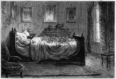وفاة ليون غامبيتا (1838-1882) سياسي فرنسي - غرفة الموتى - في "The Illustrous Journal" عام 1883 - رسم هنري ماير (1844-1899) بواسطة هنري ماير
