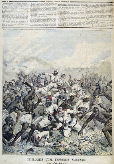 تدمير بعثة استكشافية ألمانية إلى إفريقيا - في "" Le Petity Journal "" بتاريخ 3/10/1891 بواسطة هنري ماير