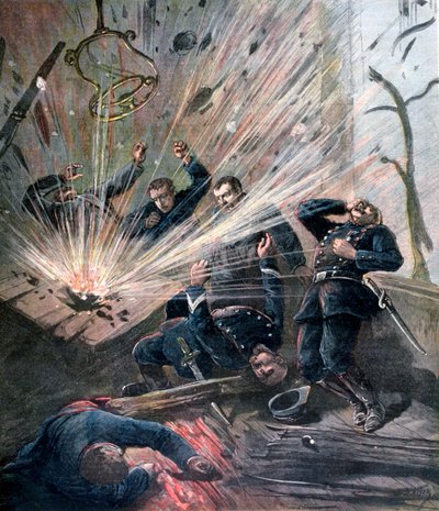 انفجار في مركز الشرطة في شارع des Bons-Enfants ، باريس ، 1892 بواسطة هنري ماير