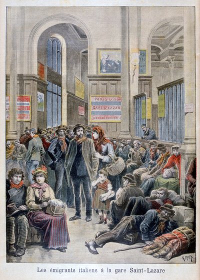 المهاجرون الإيطاليون في غار سانت لازار ، باريس ، 1896 بواسطة هنري ماير