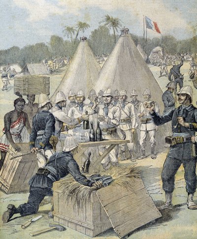 هدايا السنة الجديدة للجنود في داهومي (بنين الآن) - في "" Le Petity Journal "" في 31/12/1892 بواسطة هنري ماير