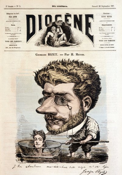 صورة لجورج بيزيه بواسطة ماير - في "" ديوجين "، 28/09/1867. بواسطة هنري ماير