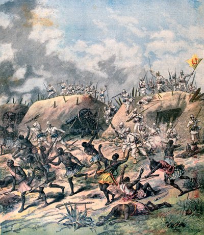 الهجوم الفرنسي على قانا ، داهومي ، أفريقيا ، 1892 بواسطة هنري ماير