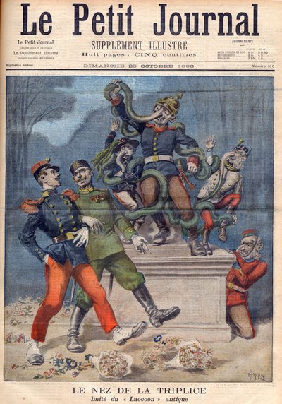 أنف Triplice بعد Laocoon. ألمانيا ، النمسا ، إيطاليا ، قبل التحالف الفرنسي الروسي في "Le Petit Journal" ، 25 أكتوبر بواسطة هنري ماير
