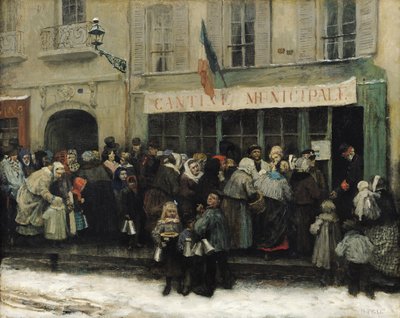 مطبخ حساء أثناء حصار باريس بعد عام 1870 (زيت على قماش) بواسطة هنري بيل