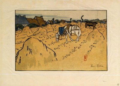 حصان وقرية La Chapelle (Saint-Briac) بواسطة هنري ريفيير