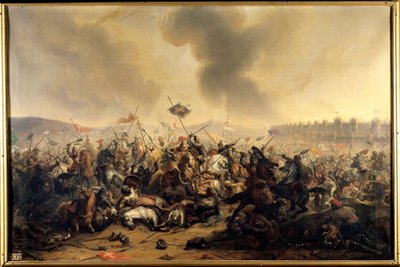معركة قام بها السلطان كليج أرسلان ضد الصليبيين الذين حاصروا مدينة نيقية عام 1097. الرسم بواسطة هنري سرور