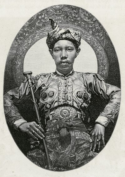صورة لمحمد يامال العلم ، سلطان سولو (أو سولو) (الفلبين) ، عام 1880. نقش بواسطة ثريات لتوضيح قصة "" رحلة إلى الفلبين " بواسطة هنري تيريات