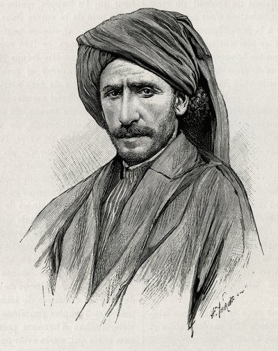 صورة للشيخ موسى ، أقوى زعيم قبلي في عربستان (أو شبه الجزيرة العربية). نقش لثيريات لتوضيح قصة "بلاد فارس وتشالدي وسوسيان" بواسطة هنري تيريات
