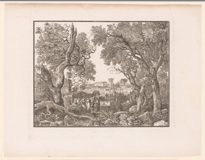 منظر طبيعي مع مدينة في الخلفية بواسطة هنري ثومان