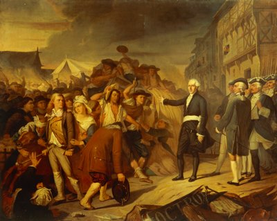 Mayor Kervegan of Nantes Stopping a Riot of Peasants at the Toll Barrier in 1790 بواسطة هنري فيلان