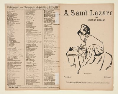 A Saint-Lazare ، والكلمات والموسيقى من Aristide Bruant ، غلاف للموسيقى ورقة بواسطة هنري دي تولوز لوتريك
