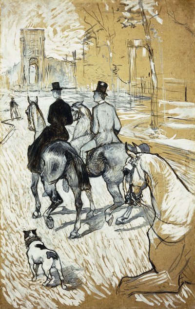 يتجه راكبو الخيل نحو Bois de Boulogne ؛ راكبون يذهبون إلى Bois de Bologne ، 1888 بواسطة هنري دي تولوز لوتريك