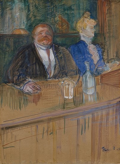 في المقهى. الراعي والمدمن الشاحب. (Au café: le patron et la caissière chlorotique). 1898 بواسطة هنري دي تولوز لوتريك