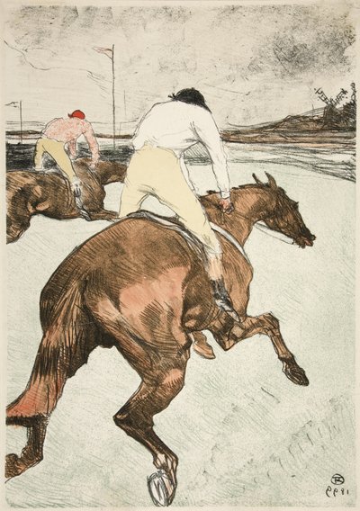 Le Jockey  Chevaux de Courses, pub. 1899 (colour litho) بواسطة هنري دي تولوز لوتريك