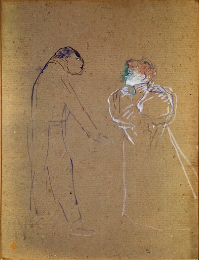 Lucien Germain Guitry (1860-1925) and Jeanne Granier. Drawing by Henri de Toulouse-Lautrec (Toulouse Lautrec بواسطة هنري دي تولوز لوتريك