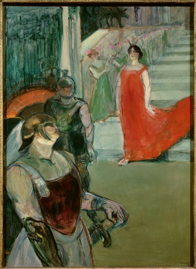 ينزل Messaline على الدرج الذي تصطف عليه إضافات أوبرا "Messaline" لـ Isidore de Lara. رسم هنري تولوز لوتريك (1864-1901) القرن العشرين الشمس. 0،99 × 0،72 م لوس أنجلوس. متحف المقاطعة للفنون - Messalina نزولًا من الدرج مع إضافات بواسطة هنري دي تولوز لوتريك