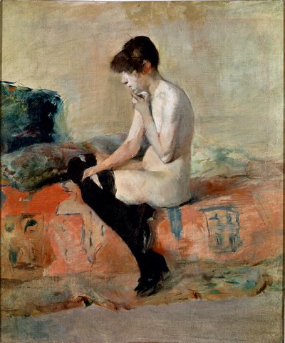 دراسة عارية. امرأة عارية تجلس على الأريكة. لوحة هنري دي تولوز لوتريك (تولوز لوتريك بواسطة هنري دي تولوز لوتريك