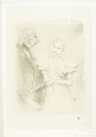 الممثلة Portret van Marthe Brandès بدور الممثل Louis-Pierre Leloir في لهجة ليه كابوتين Brandès و Leloir في Cabotins بواسطة هنري دي تولوز لوتريك