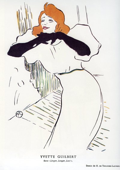 المغنية إيفيت جيلبرت (1867-1944) في "" Linger، Longer، Loo "": رسم هنري دي تولوز لوتريك (تولوز لوتريك) بواسطة هنري دي تولوز لوتريك