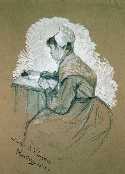 "إلى مؤلف القديس لازار ، 1886-1889" ، دراسة محتملة لرسم نُشر في "Le Mirliton" الآن في المكتبة الوطنية ، باريس (قلم رصاص وغواش) بواسطة هنري دي تولوز لوتريك