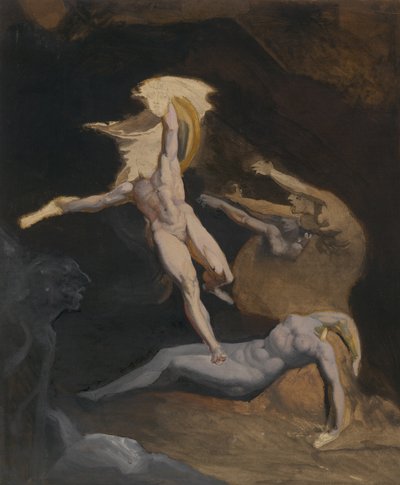 Perseus Slaying the Medusa (غسيل بالزيت والزيت ، فوق الجرافيت بلمسات من القلم والحبر الأسود ، على ورق تان ، موضوعة على ورق ياباني أبيض مصفر) بواسطة Henry (1741 1825) (Attr.to) Fuseli