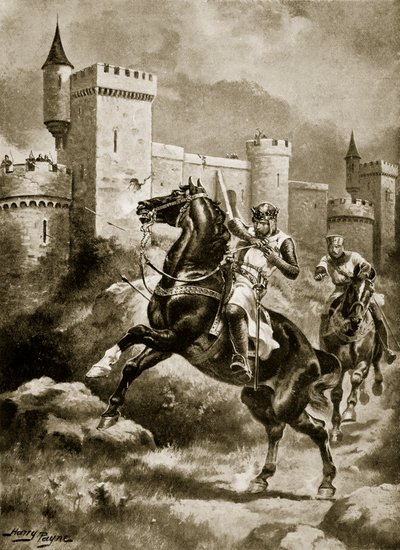 حصار تشالوز ، رسم توضيحي من "قصة هوتشينسون للأمة البريطانية" ، حوالي عام 1920 (ليتو) بواسطة هنري باين