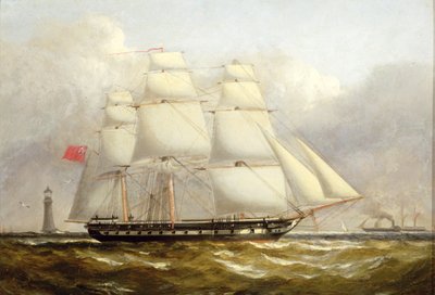 فرقاطة قبالة منارة إديستون بواسطة Henry A. Luscombe