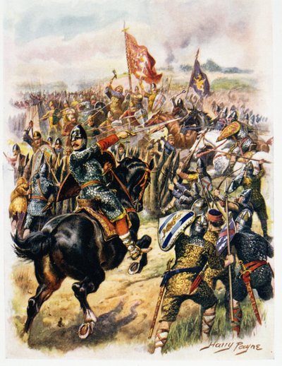 Harold&39;s (c.1022-66) الموقف الأخير ، التوضيح من "المعارك المجيدة للغة الإنجليزية من تاريخ اللغة الإنجليزية" للرائد CH Wylly بواسطة هنري أ. باين