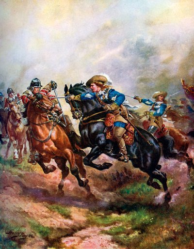 "فرسان الأمير روبرت يشحنون في إدجهيل عام 1642" ، عام 1920 بواسطة هنري أ باين