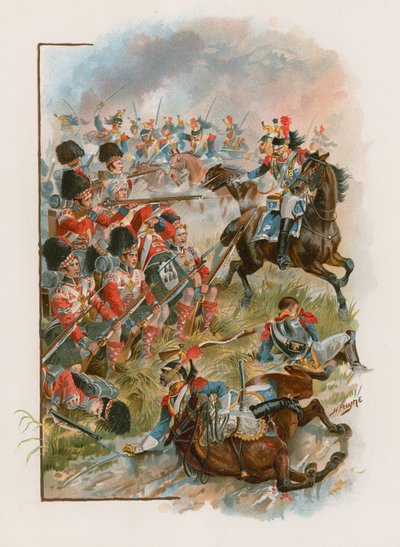 ساحة المرتفعات الثانية والأربعين التي اتهمها cuirassiers الفرنسيون في Quatre Bras ، 16 يونيو 1815 (chromolitho) بواسطة هنري أ. باين
