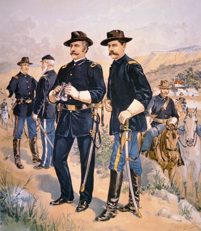 العميد نيلسون إيه مايلز ، ضباط الصف وجندني في فستان الحملة لعام 1888 (لون ليثو) بواسطة هنري الكسندر (بعد) أوغدن
