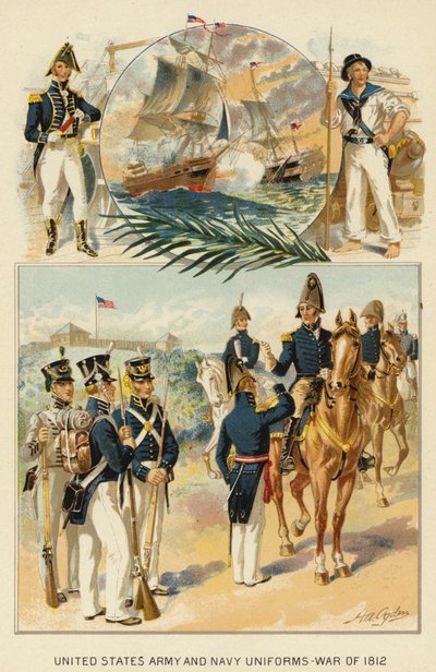 زي جيش الولايات المتحدة والبحرية ، حرب 1812 (ليثو ملون) بواسطة هنري الكسندر (بعد) أوغدن