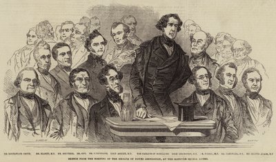 رسم تخطيطي من اجتماع جمعية صحة المدن ، في غرف ساحة هانوفر بواسطة هنري أنيلاي