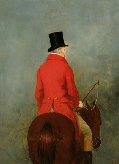 صورة لتوماس تشولمونديلي ، أول لورد ديلامير ، على صياده: دراسة عن "The Cheshire Hunt at Tatton Park" بواسطة هنري كالفرت