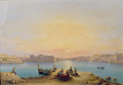 ميناء فاليتا عند الغروب بواسطة Henry Charles Ferro
