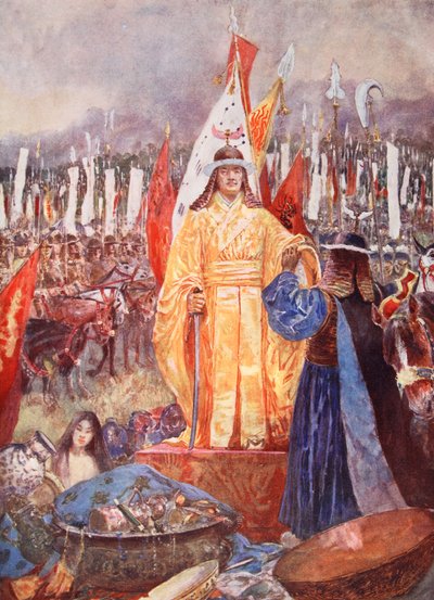 أعلن المشير الكبير إمبراطورًا في ساحة المعركة ، رسم توضيحي من "تاريخ الأمم في هاتشينسون" ، c.1920 بواسطة هنري تشارلز سيبينجز رايت