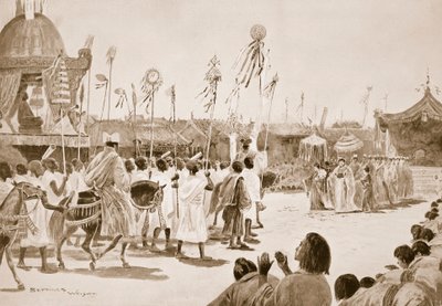 عودة فا هسين ، رسم توضيحي من "تاريخ هاتشينسون للأمم" ، ج .1910 بواسطة هنري تشارلز سيبينجز رايت