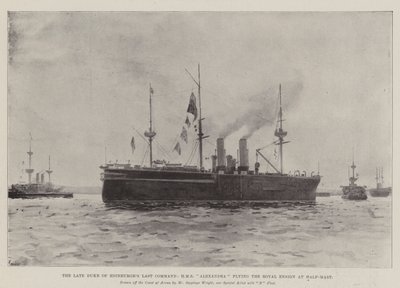 القيادة الأخيرة لدوق إدنبرة الراحل ، HMS ألكسندرا تحلق الشارة الملكية في Half Mast بواسطة هنري تشارلز سيبينجز رايت