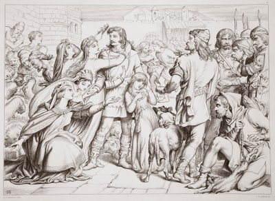 كيف قتل Hereward الدب ، التوضيح من Hereward the Great بواسطة Charles Kingsley ، حانة. عام 1870 ، نقشها سي جي لويس (نقش ألواح الصلب) بواسطة هنري كورتني سيلوس