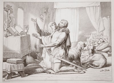 كيف تعلم Torfrida Hereward للصلاة ، التوضيح من Hereward the Great بواسطة Charles Kingsley ، الحانة. عام 1870 ، نقشها سي جي لويس (نقش ألواح الصلب) بواسطة هنري كورتني سيلوس