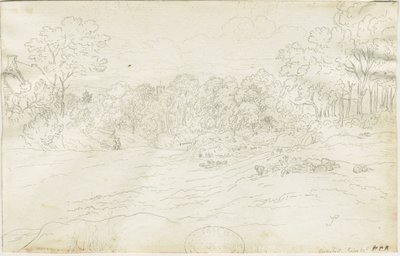 Eccleshall Village: pen drawing, nd [1788-1855] (drawing) بواسطة هنري كرزون ألبورت
