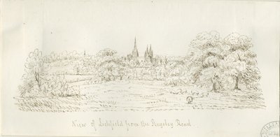 Lichfield - North View (بعيد): الرسم بالقلم ، و [1788-1855] (رسم) بواسطة هنري كرزون ألبورت