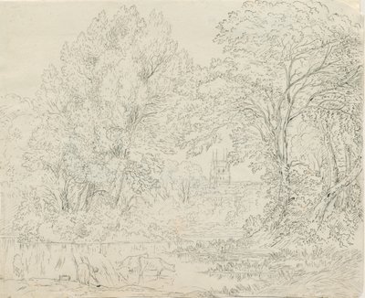 Tamworth - منظر ريفي: رسم بالقلم والحبر ، بدون تاريخ [1788-1855] بواسطة هنري كرزون ألبورت